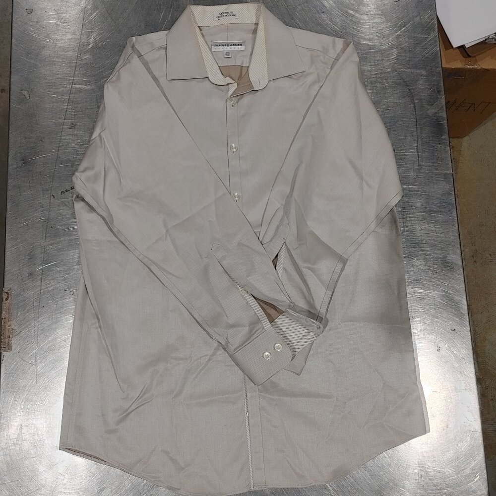 Excellent Condition Jhane Barnes Men's Grey Pattern Dress Shirt Size 18 32/33